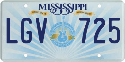 MS license plate LGV725