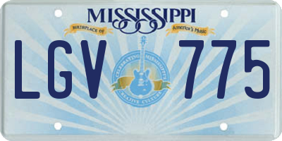 MS license plate LGV775