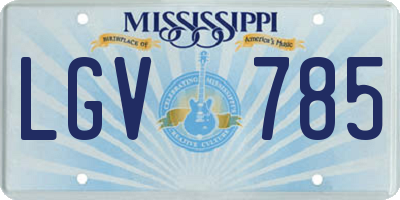 MS license plate LGV785
