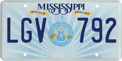 MS license plate LGV792