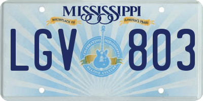 MS license plate LGV803