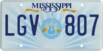 MS license plate LGV807