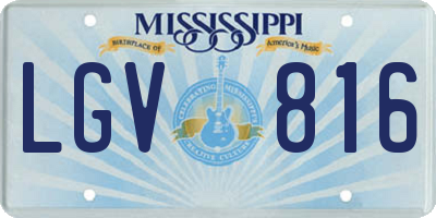 MS license plate LGV816