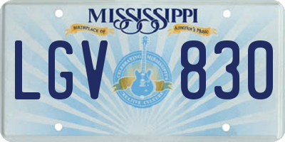 MS license plate LGV830