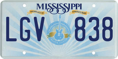 MS license plate LGV838