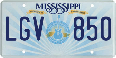 MS license plate LGV850