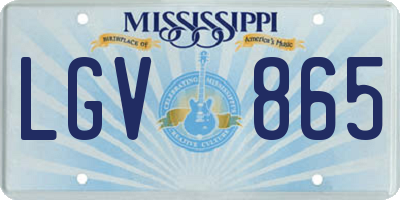 MS license plate LGV865