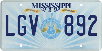 MS license plate LGV892