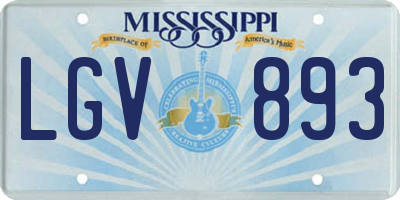 MS license plate LGV893