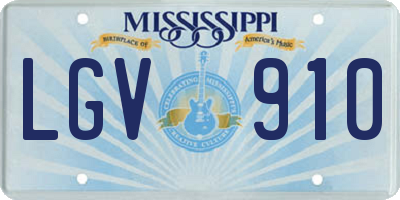 MS license plate LGV910