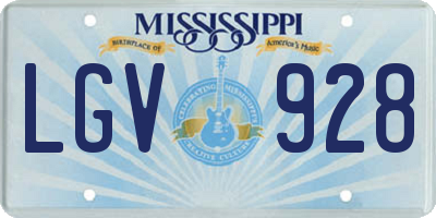 MS license plate LGV928