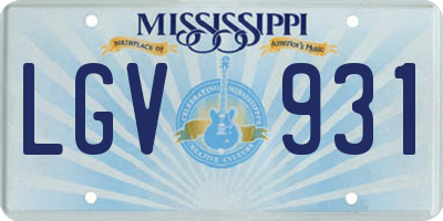 MS license plate LGV931