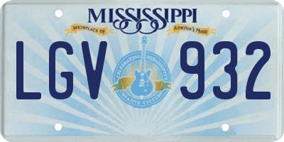 MS license plate LGV932