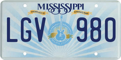 MS license plate LGV980