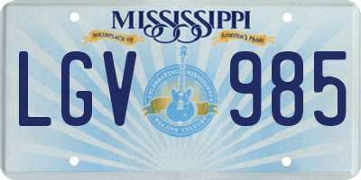 MS license plate LGV985