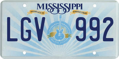 MS license plate LGV992