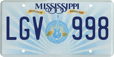 MS license plate LGV998