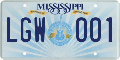 MS license plate LGW001