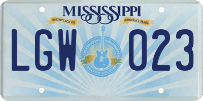 MS license plate LGW023