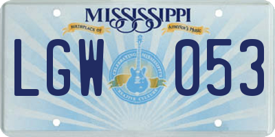MS license plate LGW053