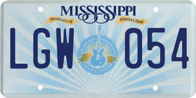 MS license plate LGW054