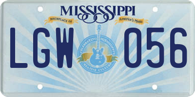 MS license plate LGW056