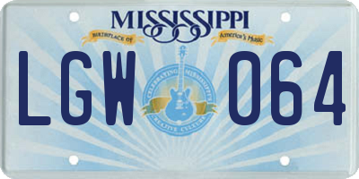 MS license plate LGW064