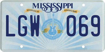 MS license plate LGW069