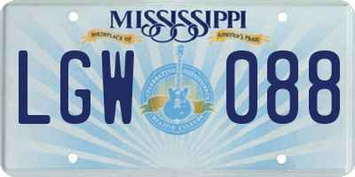 MS license plate LGW088
