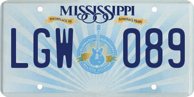 MS license plate LGW089
