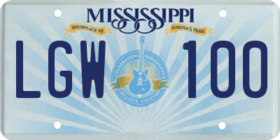 MS license plate LGW100