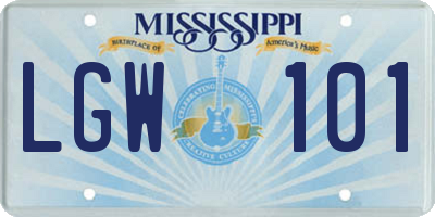 MS license plate LGW101
