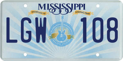 MS license plate LGW108