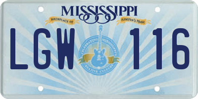 MS license plate LGW116