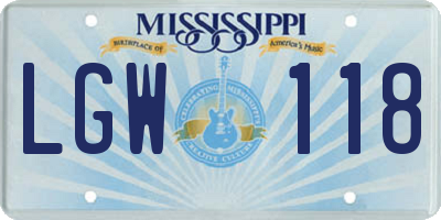MS license plate LGW118
