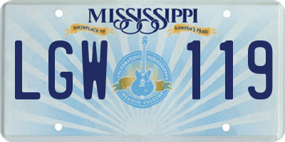 MS license plate LGW119