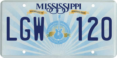 MS license plate LGW120