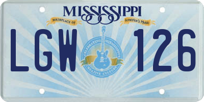 MS license plate LGW126