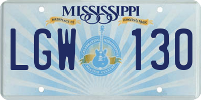 MS license plate LGW130
