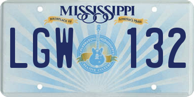 MS license plate LGW132