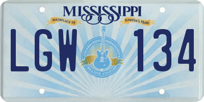 MS license plate LGW134