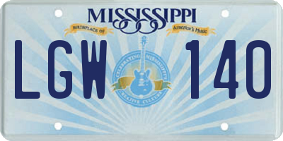 MS license plate LGW140