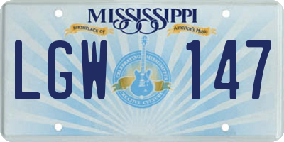 MS license plate LGW147