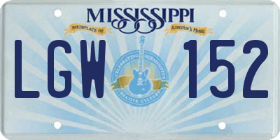 MS license plate LGW152
