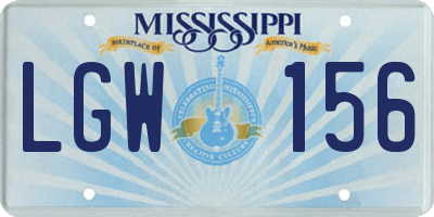 MS license plate LGW156