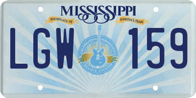 MS license plate LGW159