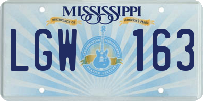 MS license plate LGW163