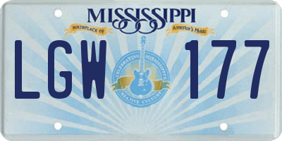 MS license plate LGW177