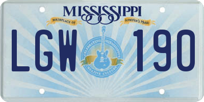 MS license plate LGW190