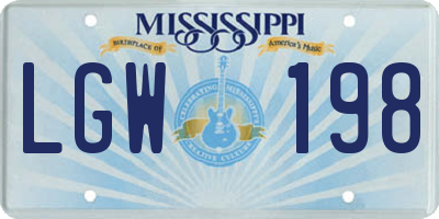 MS license plate LGW198